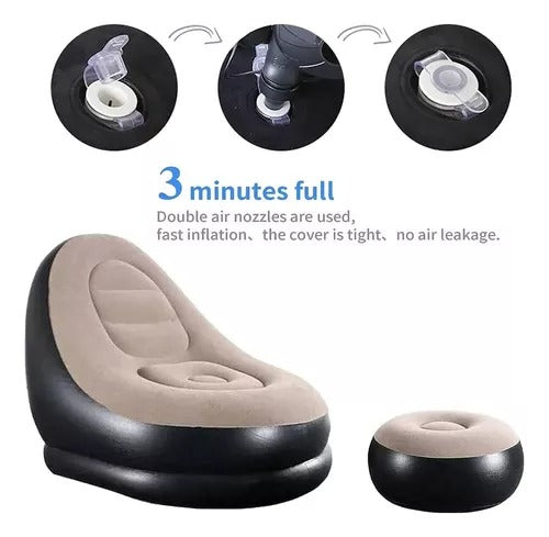 ✨ Sillón Inflable Sofá Portátil Plegable con Reposa Pies ✨